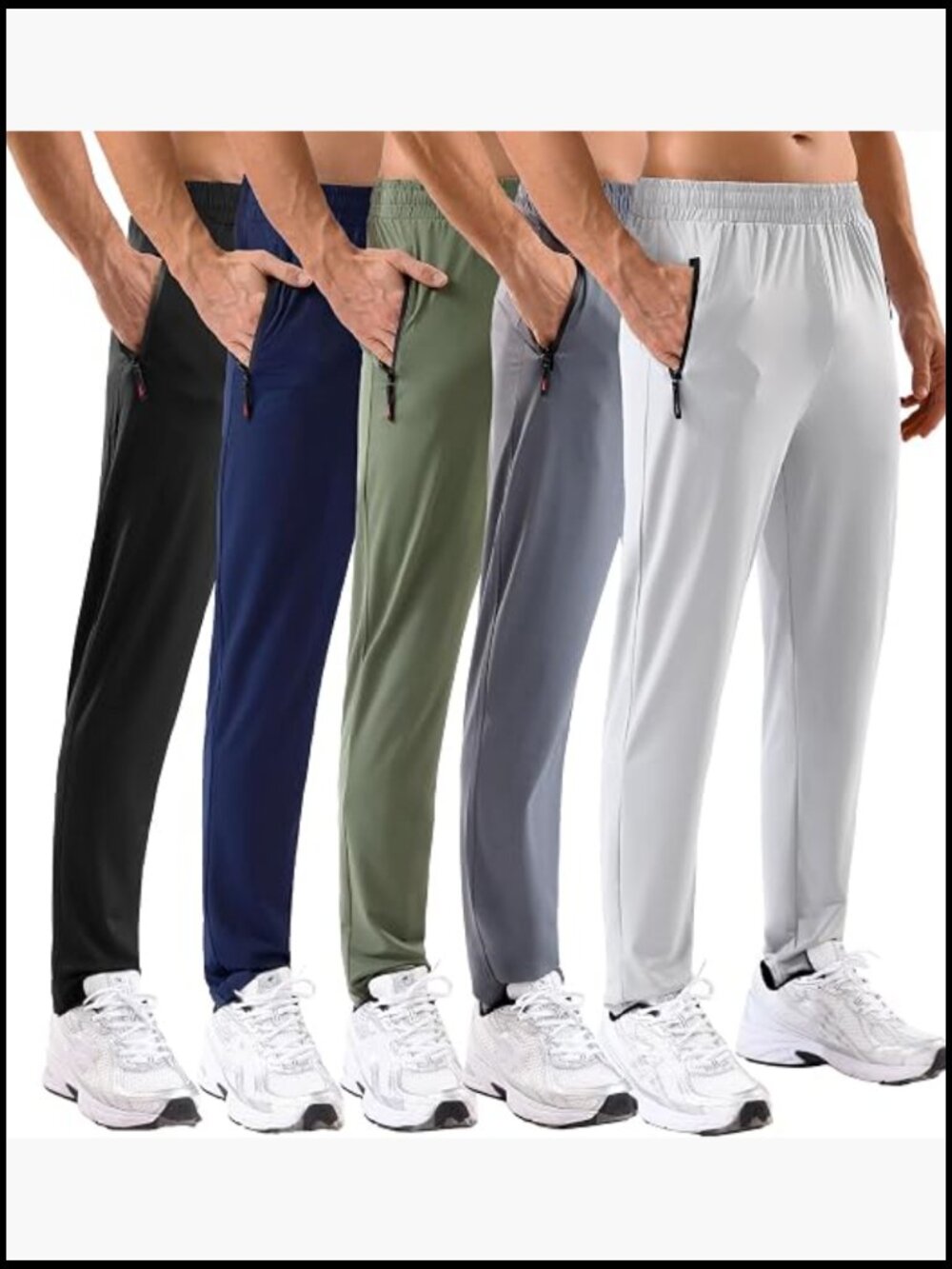 5 Pack Men's Sweatpants with Zipper Pockets - Stretch Lightweight Athletic